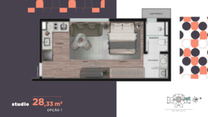 Studio 28 metros Opção 01