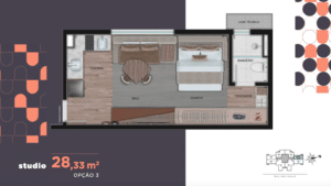 Studio 28 metros Opção 03